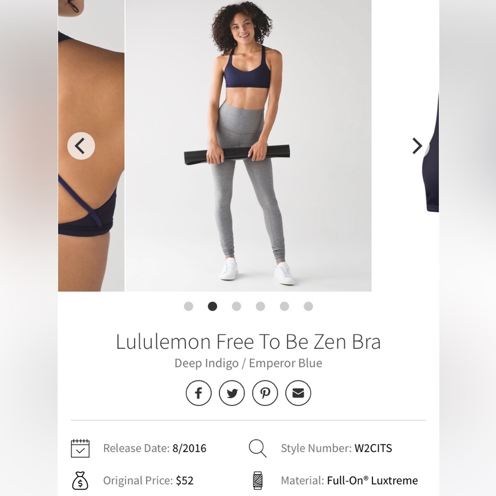 Free to be zen bra Lululemon size 6